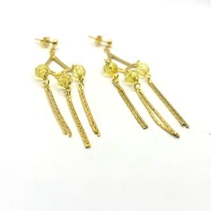 Elegant Gold and Yellow Bead Dangle Earrings